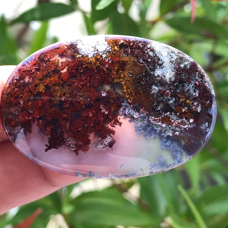 49x32x6mm Scenic Moss Agate Cabochon