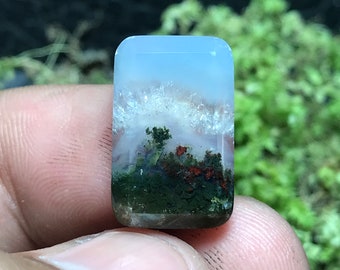 Scenic Moss Agate Cabochon 12x19x5 mm, Birthday Gifts, Gifts For Her, Gifts For Him, Easter Gifts, Personalized Gifts, Wedding Gifts