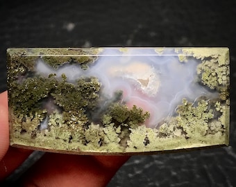 Scenic Moss Agate Cabochon 54x27x6 mm, Green Moss Agate Pendant, Pendant For Necklace, Christmas Gifts