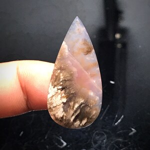 Handcrafted Plume Agate Cabochon 19x38x4 mm