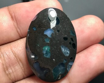 Amygdaloidal Agate Cabochon, Basalt Stone, Java Island (36x25x6 mm)