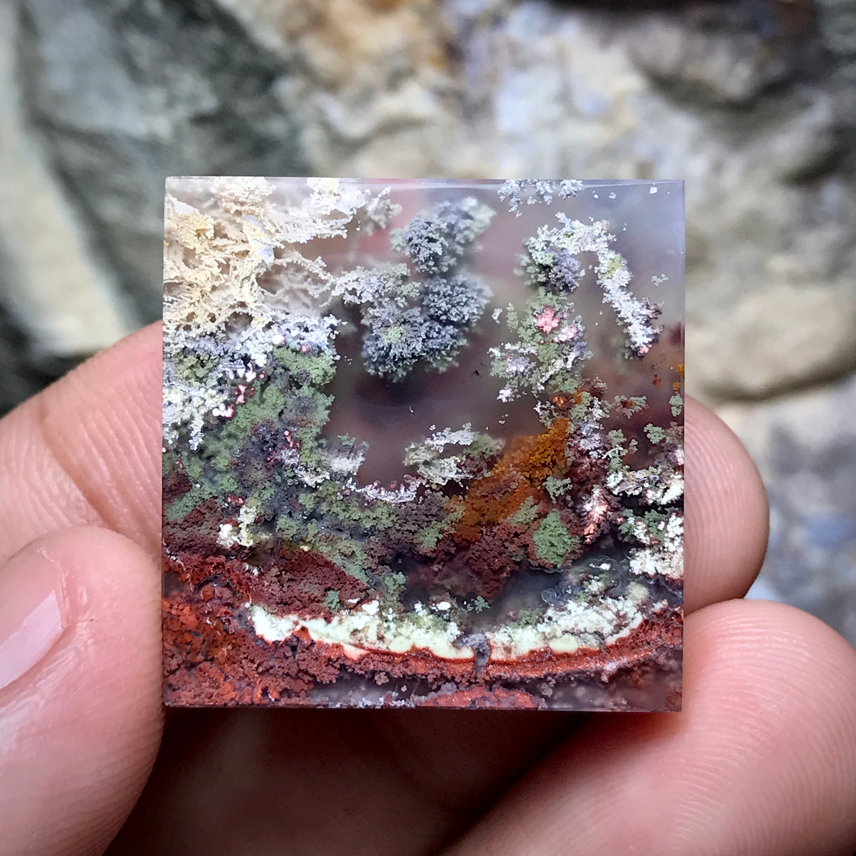 Scenic Moss Agate Cabochon 27x27x6 Mm, Cabochonsforyou
