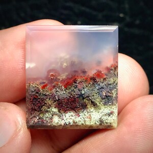 Java Moss Agate Cabochon: Scenic Landscape Gemstone (20x22x4 mm)