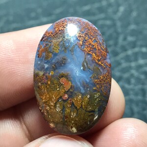 Natural Plume Agate Cabochon: Java Island Gemstone (27x18x7,5 mm)