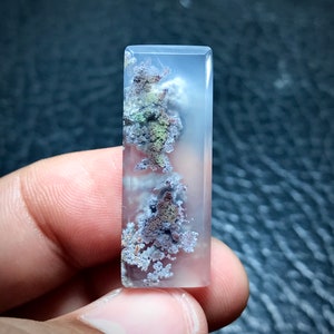 Scenic Moss Agate Cabochon, Java Indonesia (33x12x4 mm)