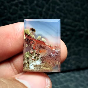 Scenic Moss Agate Cabochon, Java Island Gemstone (17x24x4.2 mm)