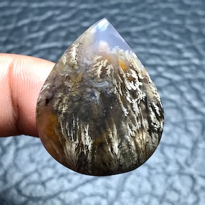 Natural Purple Plume Agate Teardrop Shaped