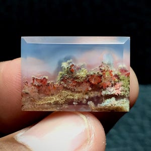 Scenic Java Moss Agate Cabochon (22x15x4 mm)