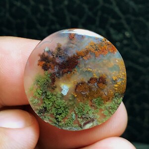 Natural Scenic Moss Agate Cabochon, Java Island Gemstone (24x24x5 mm)