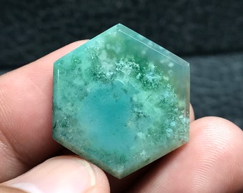 Agatized Green Coral Fossil Cabochon 24x27x4 mm, Crystal Collection, Handmade Jewelry, Beautiful Gifts