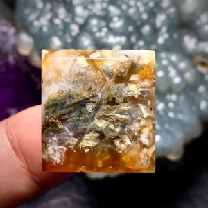 Unique Agate Square Shaped Cabochon 23x24x6 mm. Crystal Collector . Gifts For Her . Supply Jawelry