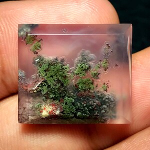 Scenic Moss Agate Cabochon 21x18x5 mm, Java Island Stone