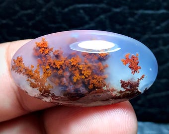 Hermoso cabujón de ágata musgosa paisajística de 33x18x7,5 mm, regalos personalizados, regalos para ella, joyería hecha a mano, regalos de Halloween, colgante de Navidad
