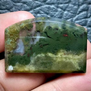 Scenic Moss Agate Cabochon 36x25x5 mm, Christmas Gifts, New Year Gifts, Thanksgiving