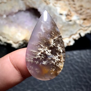 Plume Agate Amethyst Cabochon 22x39x6 mm - Purple Plume Agate - Gift For Her, Gifts For Her, Gifts For Him, Pendant Necklace, Personalized