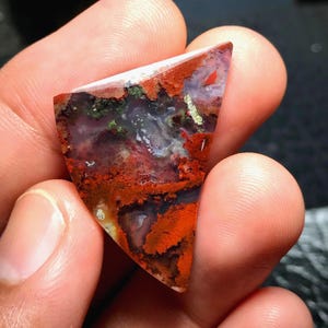 Scenic Moss Agate Cabochon, Modified Fan Shape (32x27x5 mm)