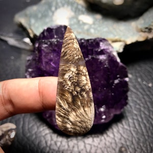 Natural Plume Agate Cabochon Teardrop Shaped . Handmade Gift