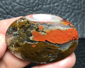 Natural Jasper Agate Cabochon, Indonesian Gemstone (33x47x8 mm)