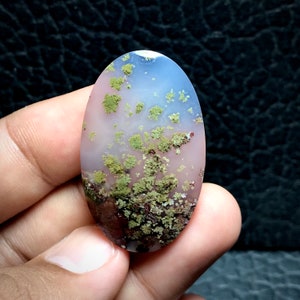 Scenic Moss Agate Cabochon 25x41x7 mm, Rare Moss Agate, Rare Stone, Gemstone For Necklace, Gifts For Her, Gifts For Him