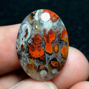 Plume Agate Cabochon, Java Island Gemstone (24x18x6) mm