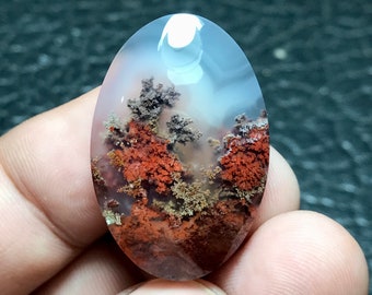 Scenic Moss Agate Cabochon 32x21x6 mm, By Cabochonsforyou, Personalized Gift, Gifts For Her, Birthday Gift, Handmade Jewelry, Pendant