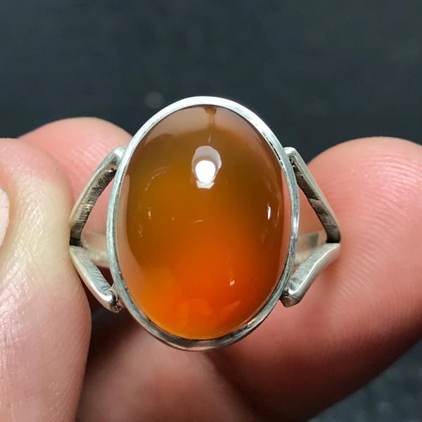 Handmade Carnelian Agate Sterling Silver Ring - Size 7
