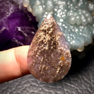 Handcrafted Plume Agate Cabochon 25x39x6 mm