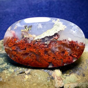 Scenic Moss Agate Cabochon 45x27x5 mm