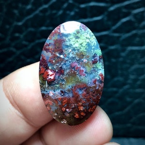 Scenic Moss Agate Cabochon 28x17,5x6 mm, Multicolor Moss Agate, Beautiful Gifts, Birthday Gifts, Birthstone Jewelry, Personalized Gift