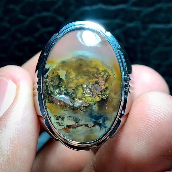 Native Copper Chalcedony Ring, Size 10, Monel Minimalist