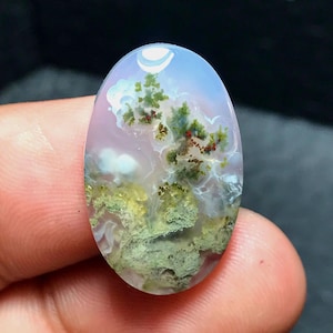 Scenic Moss Agate Cabochon 24x15x5 mm