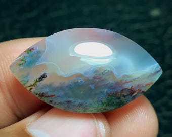 Scenic Moss Agate Cabochon 31x17x6,5 mm