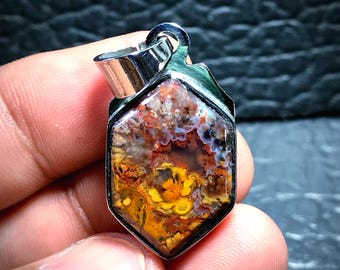 Multicolor Plume Achat Anhänger 32x18x6 mm, Geschenk für Sie, Anhänger, Edelstein, Weihnachtsgeschenke, Geburtstagsgeschenke, personalisierte Geschenke, handgefertigt