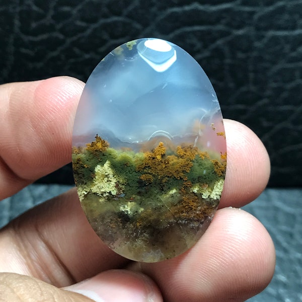 Scenic Moss Agate Cabochon 36x25x6 mm, Personalized Gifts, Gifts For Her, Handmade Jewelry, Birthday Gifts, Handmade Gifts, Pendant
