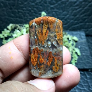 Fire Plume Agate Cabochon 39x21x5 mm, Birthday Gifts, Birthstone Jewelry, Personalized Gifts, Christmas Gifts, New Year Gifts, Handmade Gift