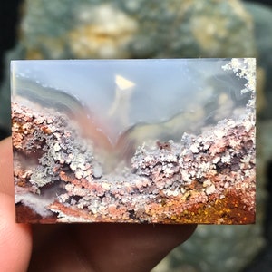 Scenic Moss Agate Cabochon (37x25x5 mm): Indonesian Gemstone