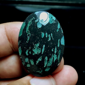 Amygdaloidal Agate Cabochon, Basalt Stone Pendant (37x26x7 mm), Java Indonesia