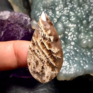Handcrafted Plume Agate Cabochon 23x46x5 mm
