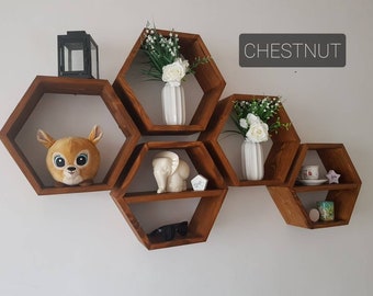 Hexagon shelves EU / fast shipping/ Honeycomb Shelves / Wall Mount Shelves / Wall Art / Floating Shelves / wedding