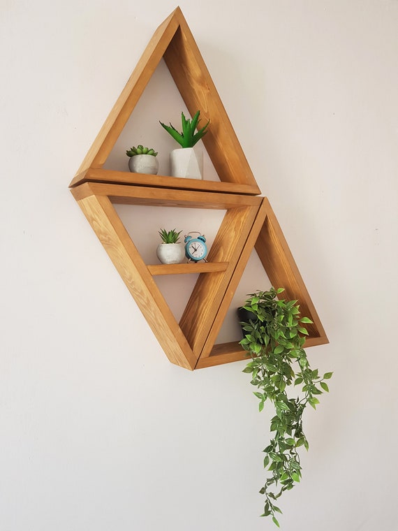 Triangular shelves EU,  Living room shelf,  Triangle shelves, kitchen shelves, real wood,  Bedroom shelves,  wooden furniture,  storage,