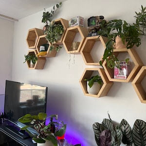 Hexagon shelves MEDIUM SIZE, fast shipping/ Honeycomb Shelves / Wall Mount Shelves / Wall Art / Floating Shelves/ kitchen shelf / bathroom