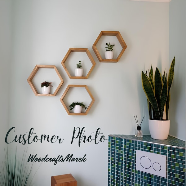 Étagères hexagonales de PETITE taille, étagères en nid d’abeille, étagères murales, art mural, étagères flottantes, étagères de décoration intérieure, étagères en bois véritable