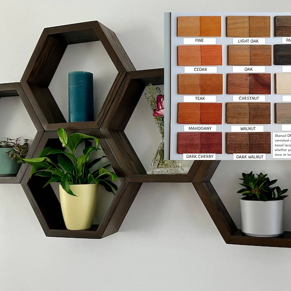 Hexagon shelves MEDIUM SIZE, fast shipping/ Honeycomb Shelves / Wall Mount Shelves / Wall Art / Floating Shelves/ kitchen shelf / bathroom