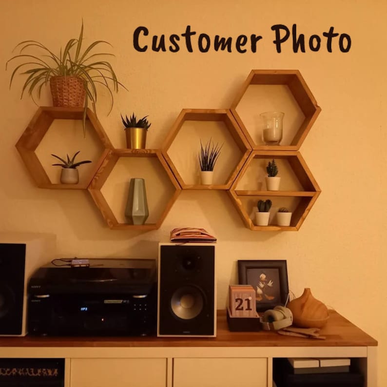 Large Hexagon shelves EU, honeycomb shelves, gift, 画像 5