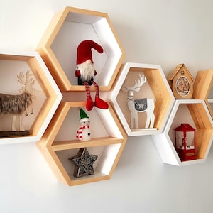Large hexagon shelf, hexagon shelves, honeycomb shelves, floating honeycomb shelves, floating hexagon shelf, gift, bookshelf, plant shelf