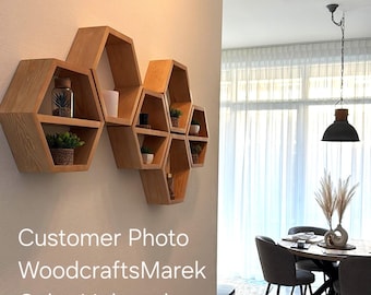 Hexagon shelves EU, custom sizes, Honeycomb Shelves, Wall Mount Shelves, Wall Art, Floating Shelves, Storage, scandinavian style,
