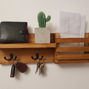 Wall Organizer EU/Key Holder/Mail Organizer/Entryway organizer/Coat Rack Organizer/Natural Wood/Shelf/Storage/Wall mount