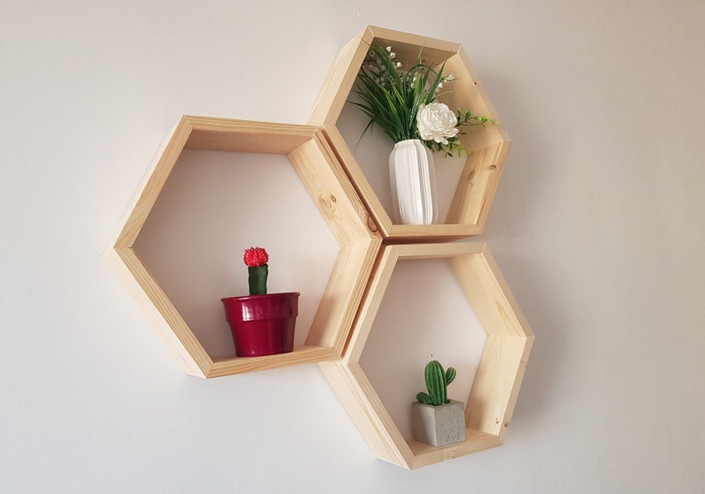 Large Hexagon shelves EU, honeycomb shelves, gift, 画像 4