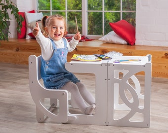 Learning helper tower & table 2 in 1, kitchen step stool, toddler helper tower, montessori tower for learning, toddler kitchen tower