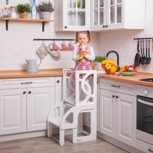 Convertible learning toddler tower table 2 in 1, kitchen stool, helper toddler tower, montessori tower, kitchen step stool, lernturm